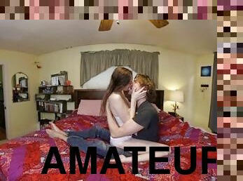 amaterski, najstnice, doma-narejeno, par, poljubljanje, prvič, 3d, realnost