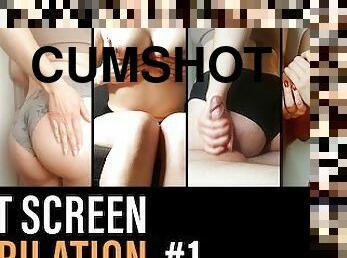 gros-nichons, masturbation, ejaculation-sur-le-corps, compilation, secousses, ejaculation