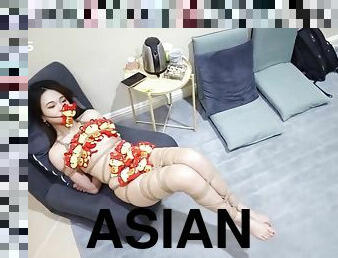 asian, alat-mainan, orang-jepun, bdsm, fetish, solo, perhambaan, rambut-perang