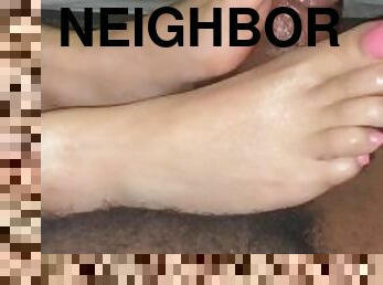 amatör, mörkhyad, gigantisk-kuk, milf, massage, svart, fötter, fetisch, footrunk, kuk