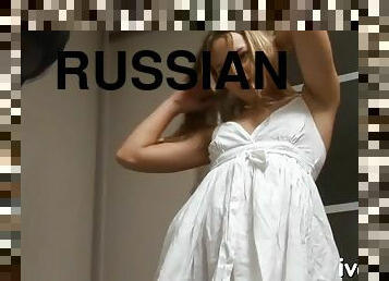 Playful Russian Ivana Fukalot sucks fake cock like a pro