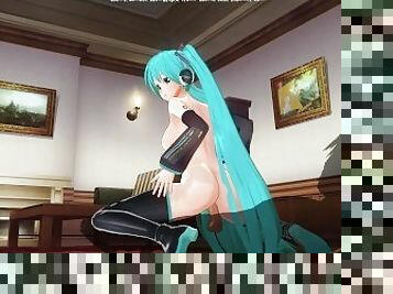 3D HENTAI Hatsune Miku rides your cock reverse cowgirl