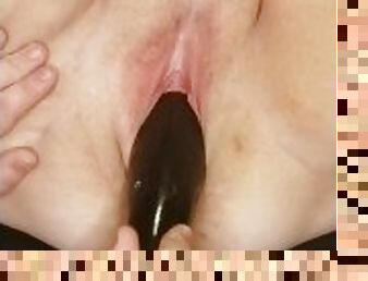 Making my holes gape with an eggplant + double ended dildo