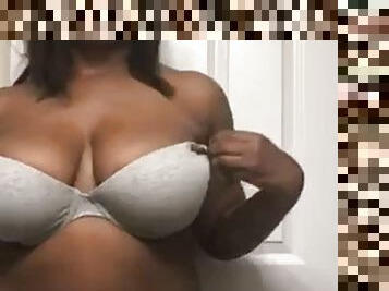 Big tits ebony striptease
