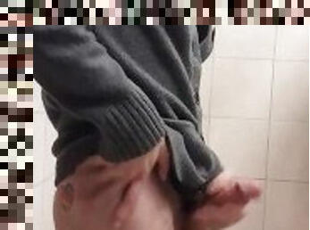 Jacking Off in Public Restroom