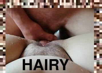 beautiful dick cums on my hairy squirting pussy. cumshot