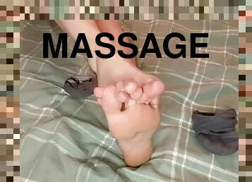 amateur, massage, doigtage, pieds, belle, parfait, fétiche, solo, sucer, orteils