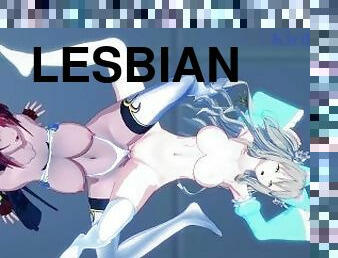 orgasmi, lesbo-lesbian, teini, sormettaminen, anime, hentai, 3d