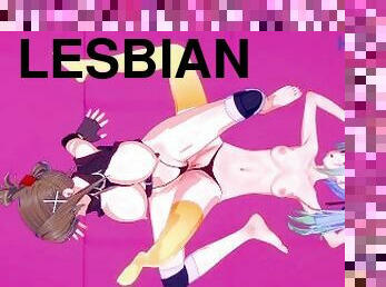 orgasm, lesbisk, tonåring, fingerknull, anime, hentai, 3d