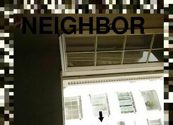 Curious neighbor watching me naked masturbating at open window