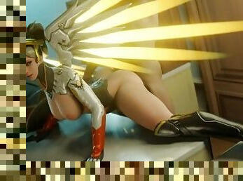 Doggy Style sex with Hot Flexible Mercy on table. GCRaw. Overwatch