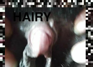 Playing with My hairy pussy before shaving it