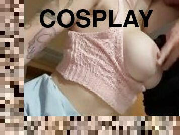 COSPLAY CumSlut BLOW her STEPBRO to borrow his Nintendo!