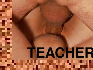Two naughty chicks get their holes fucked hard by three teachers