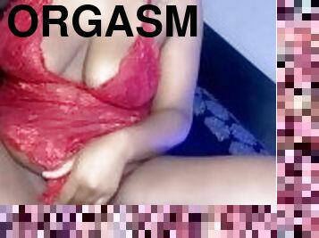 masturbation, orgasme, giclée, amateur, ébène, milf, lingerie, solo