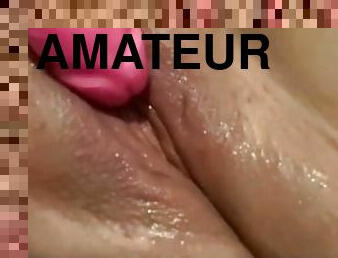 onani, pussy, amatør, leke, par, dildo, alene, våt