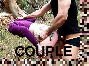 Hot and horny couple - intense sex in the middle of the forest, hot and deep penetration