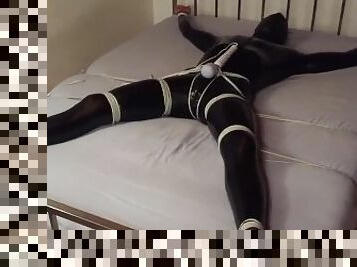 bdsm, picioare, legatura, latex, inceandu-se, bondage, piele, piciore, imprastiand