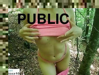 levrette, poilue, public, chatte-pussy, amateur, pute, serrée, forêt, humide