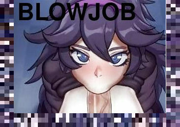 Sweet Brunette Works with Her Mouth 2d blowjob animation with sound