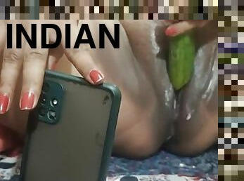 Indian Desi habhi fucking herself with Tori Vegatable and speaking very dirty in hindi and Horny