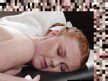 ALL GIRL MASSAGE - Heartbroken 18yo Redhead Fucks With Her Ex-Boyfriend's Stepmom