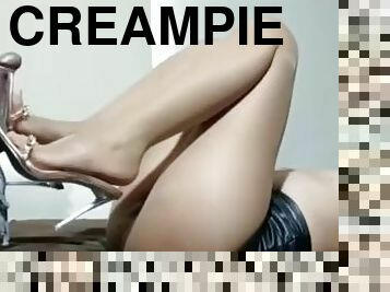 strumpbyxor, fitta-pussy, kvinnligt-sprut, creampie, fötter, knullande, fetisch, footrunk, nylon