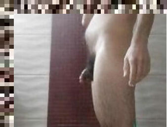 Hairy leg Guy peeing, and worshiping his legs