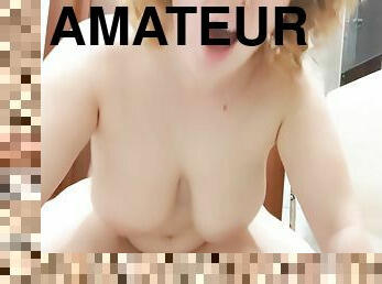 tetas-grandes, amateur, anal, juguete, rubia, consolador, a-solas