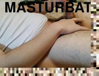 Solo boy talks dirty to you while masturbating and cums all over his t-shirt