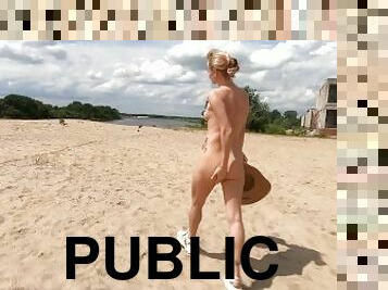 nudists, publisks, krievu, amatieris, skaistules, pludmale, blondīne, fetišs, ekshibicionists, mirdzēt