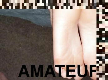 amateur, ejaculation-sur-le-corps, pieds, point-de-vue, ejaculation, sperme, fétiche