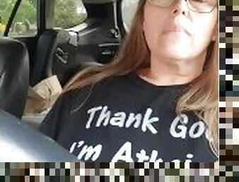 masturbation, public, amateur, milf, doigtage, voiture, blonde, exhibitionniste, cougar, clignotant