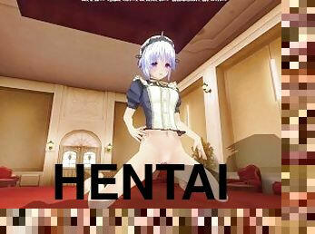 3D HENTAI Maid rubs her pussy on your cock and cums