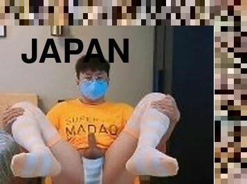asiatisk, onani, amatør, cumshot, homofil, japansk, strømper-stockings, høyskole, alene, twink