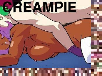 creampie, awek-perempuan, merangkap, kartoon, hentai, teman-lelaki