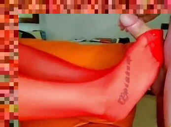 masturbation, amateur, babes, ejaculation-sur-le-corps, énorme-bite, branlette, massage, pieds, bas, ejaculation