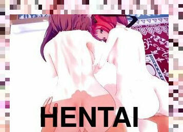 ejaculation-sur-le-corps, lesbienne, anime, hentai
