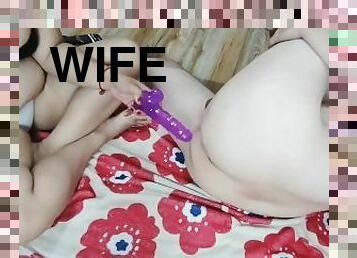 Wife fuck her sissy hubby with dildo