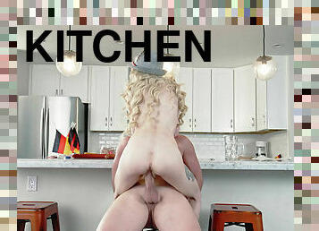 Sweet blonde Kenzie Reeves gets fucked hard in the kitchen
