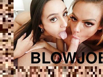 Slim beauties Aila Donovan and Eliza Ibarra getting fucked in bed