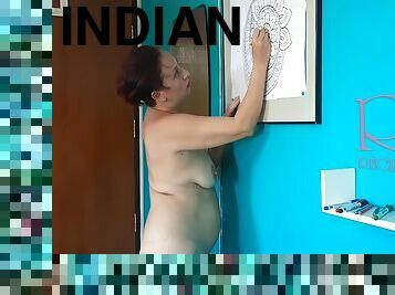 nudista, amador, mulher-madura, indiano, webcam, sozinho, morena