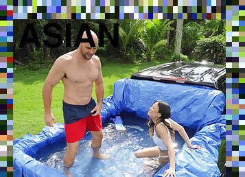 Asian teen Lulu Chu gets fucked in an inflatable pool