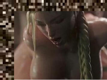 Street Fighter porn Cammy pussy Creampied and anal fingering 3D animation