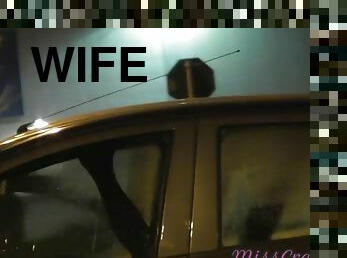 femme, cam, voyeur, voiture, salope