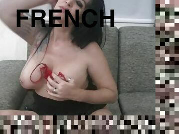 cona-pussy, mulher-madura, francês, inserção, tong