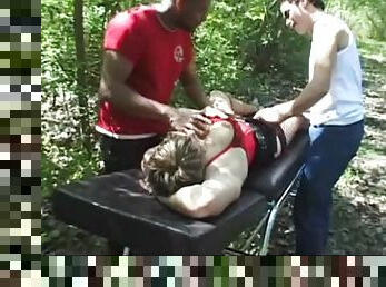 Celine gangbanged in the woods