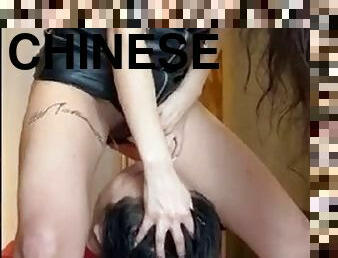 asiatique, lesbienne, jouet, point-de-vue, chinoise, femme-dominatrice