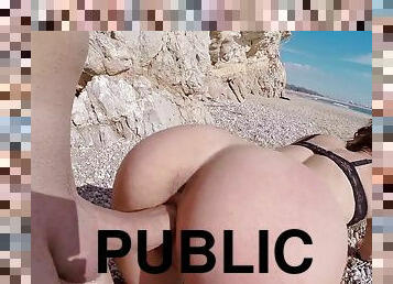 Latina Julia Roca gets her fat pussy & juicy pussy fucked on a public beach