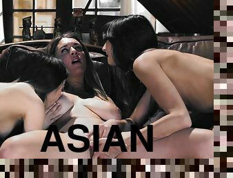 asiatisk, masturbation, fitta-pussy, blandade-raser, lesbisk, latinska, trekant, petit